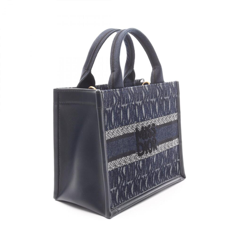 Dior Navy Blue Bag Denim TOTE BOOK Leather